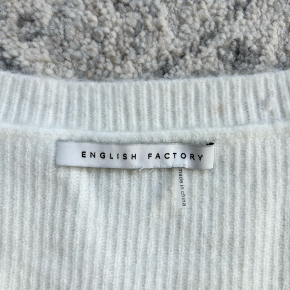 English Factory puff sleeve crop cardigan - size small - cream - wool blend - Picture 5 of 6